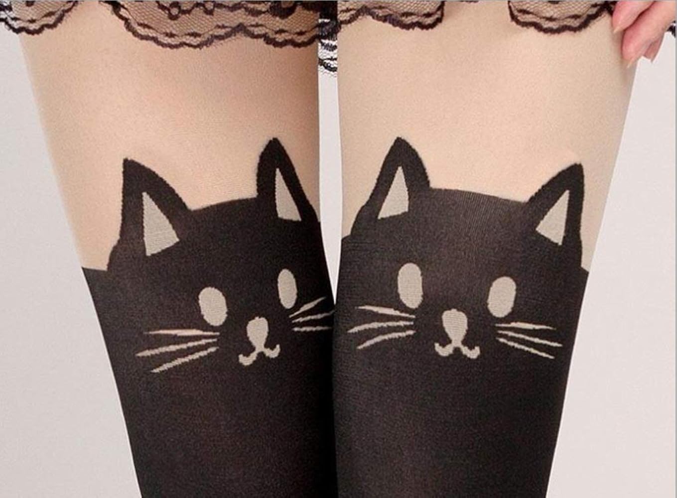 Amazon | ストッキング 猫のプリント フェイクタイツ 柄 タイツ
